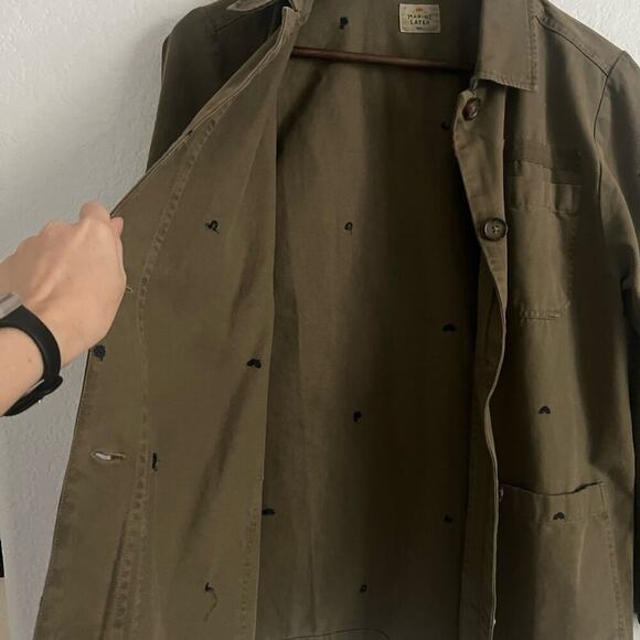 Marine Layer Gracey Embroidered Chore Coat Cotton Jacket Military Olive Green S - Picture 6 of 9